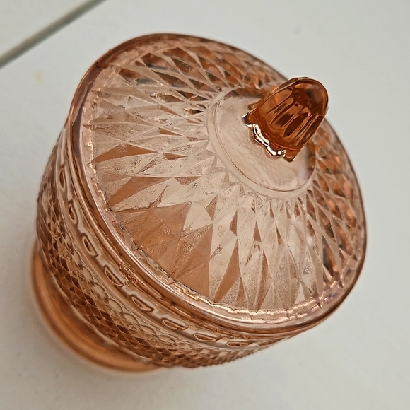 Vintage KIG Indonesia Peach/Pink Lidded Candy Dish - Picture 2 of 4